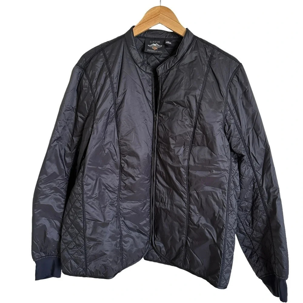 Harley Davidson Motorcycles Womens XL Black Quilted Puffer Jacket Liner Lining